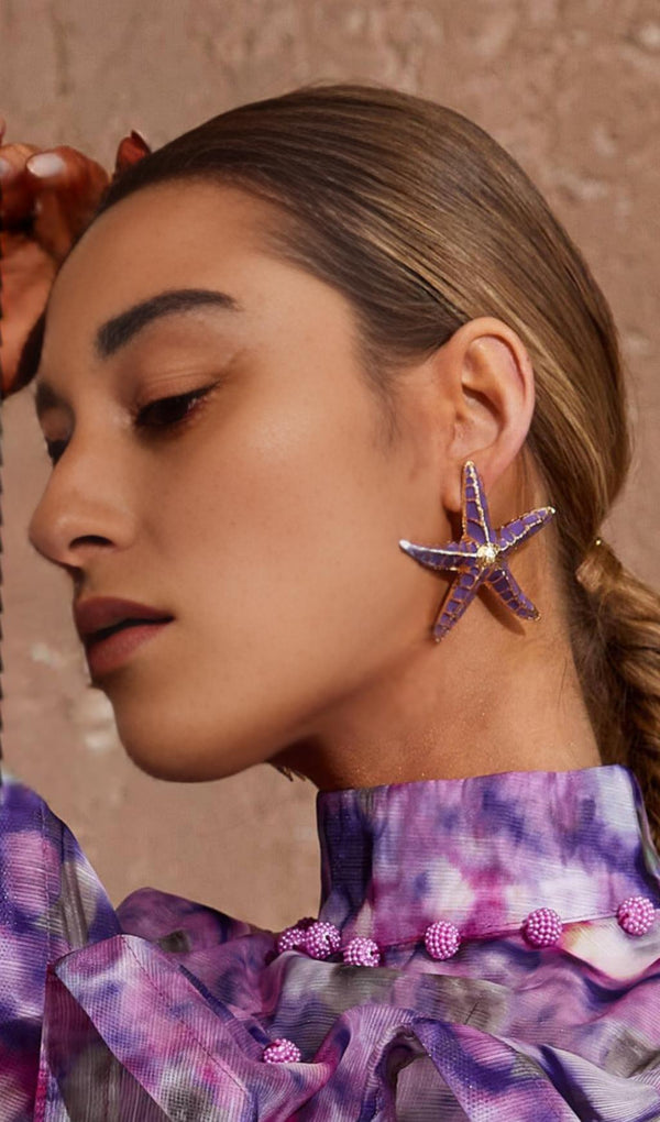 STARFISH EARRINGS IN PURPLE