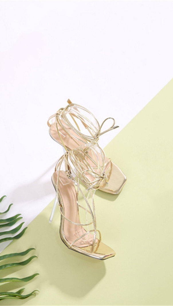 AIIZIE CRYSTAL CROSS STRAPS HIGH HEEL SHOES - product image