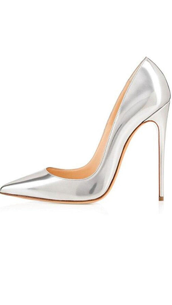 AIIZIE SILVER STILETTO HIGH HEEL SHOES - product image