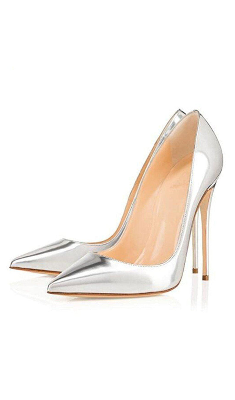 SILVER STILETTO HIGH HEEL SHOES