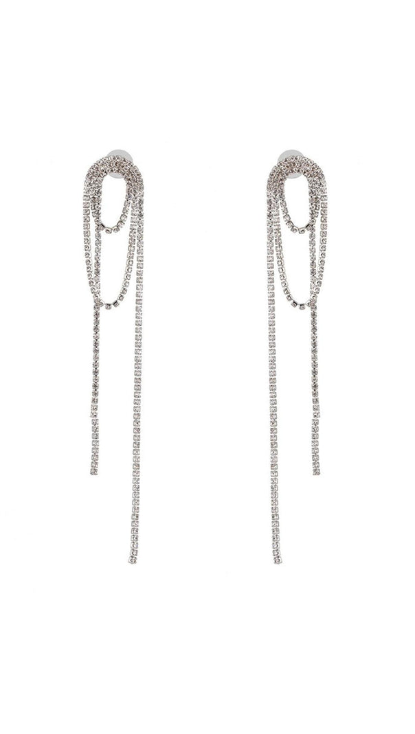 AIIZIE SILVER DIAMOND TASSEL EARRINGS - product image