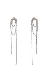 SILVER DIAMOND TASSEL EARRINGS