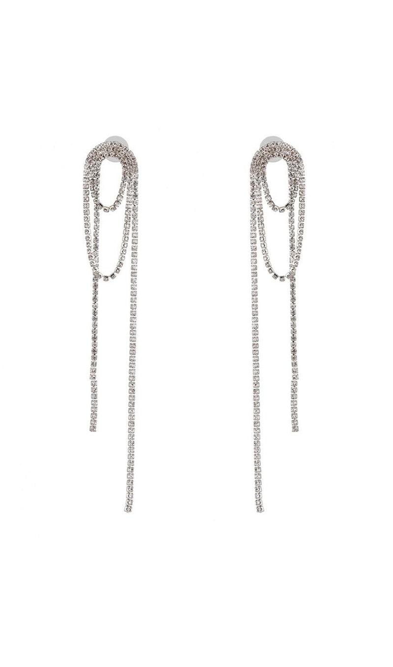 SILVER DIAMOND TASSEL EARRINGS