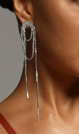 SILVER DIAMOND TASSEL EARRINGS