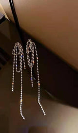 SILVER DIAMOND TASSEL EARRINGS