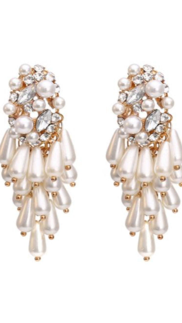 AIIZIE PEARL TASSEL DIAMOND EARRINGS - product image