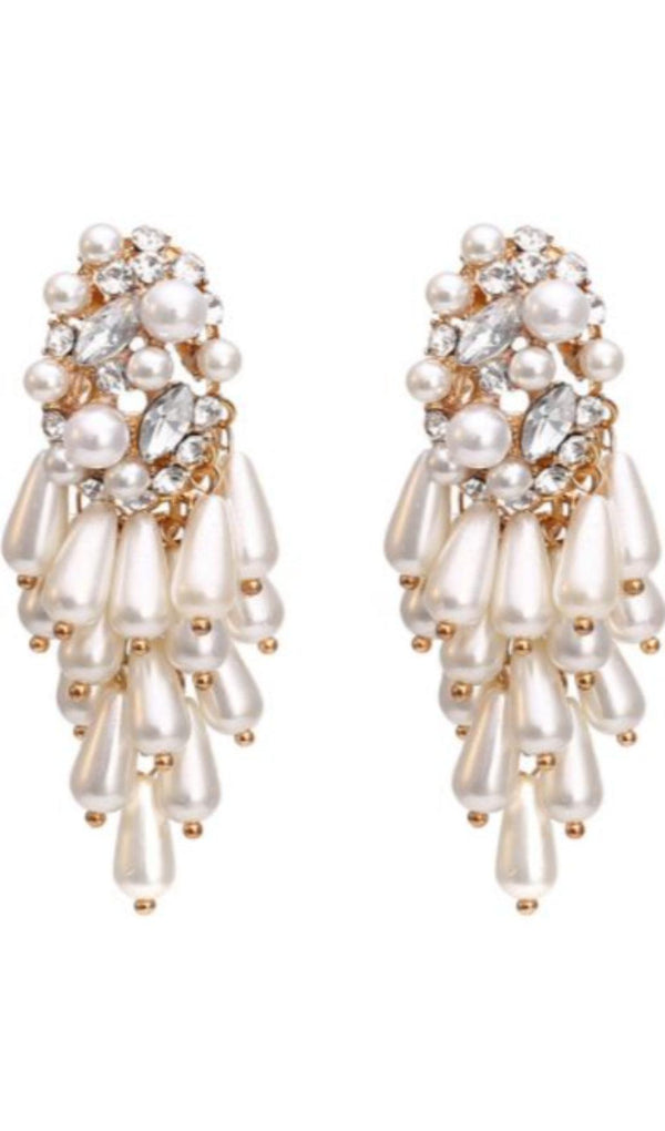 PEARL TASSEL DIAMOND EARRINGS