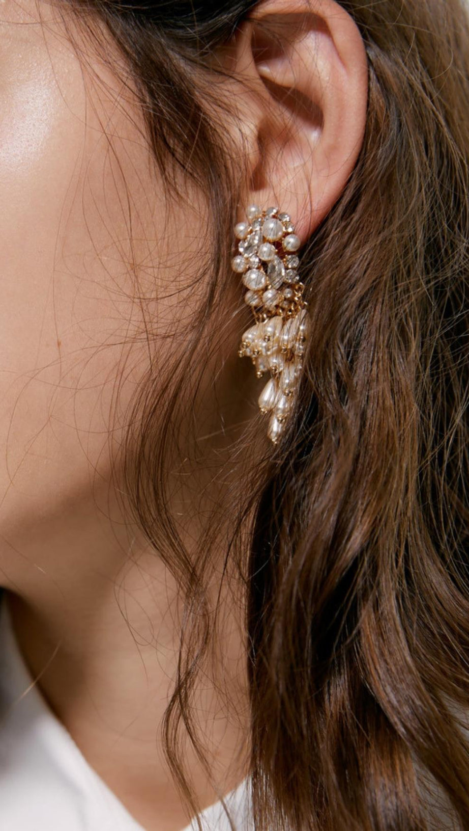 PEARL TASSEL DIAMOND EARRINGS