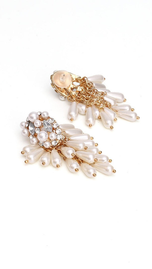 AIIZIE PEARL TASSEL DIAMOND EARRINGS - product image