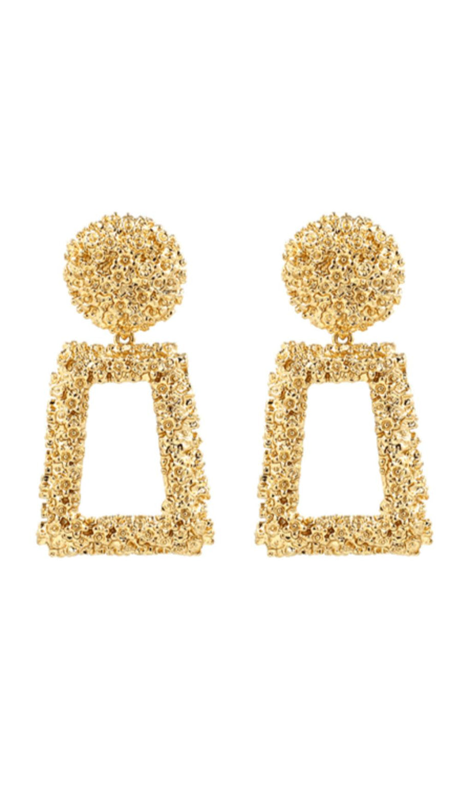 TEXTURED DOOR KNOCKER PLATED EARRINGS
