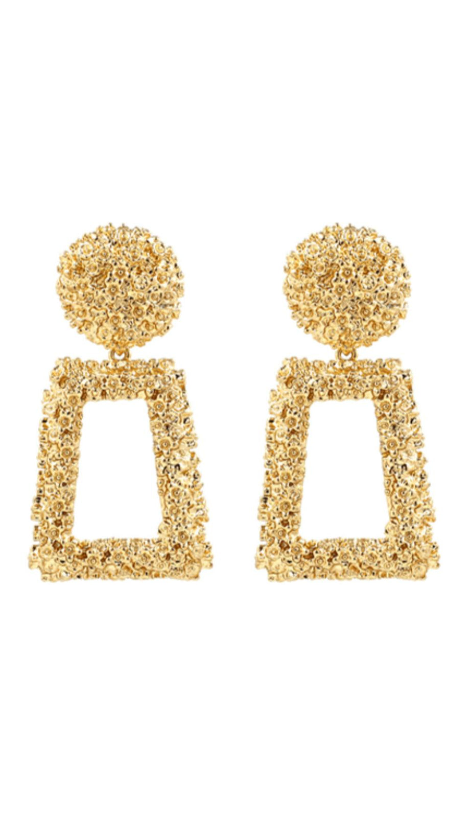 TEXTURED DOOR KNOCKER PLATED EARRINGS