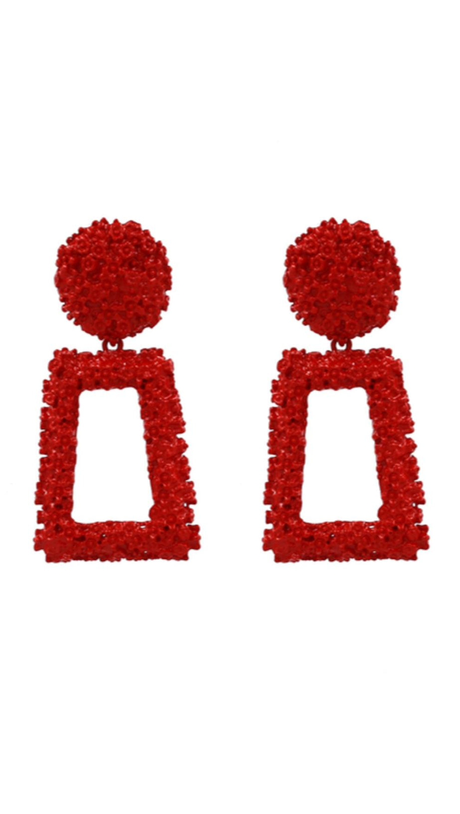 TEXTURED DOOR KNOCKER PLATED EARRINGS