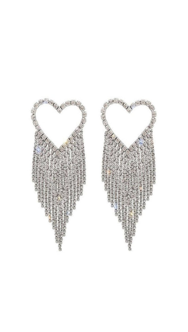 AIIZIE SLIVER RHINESTONE TASSEL EARRINGS - product image