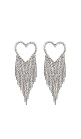 SLIVER RHINESTONE TASSEL EARRINGS