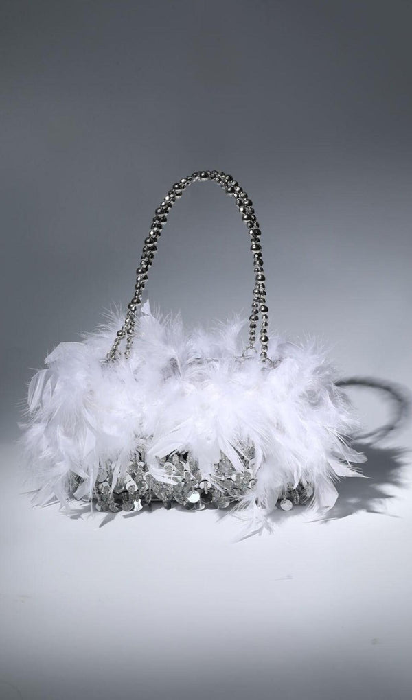 SEQUIN FEATHER SHOULDER BAG