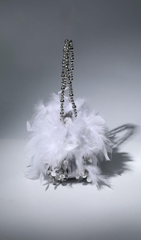 SEQUIN FEATHER SHOULDER BAG