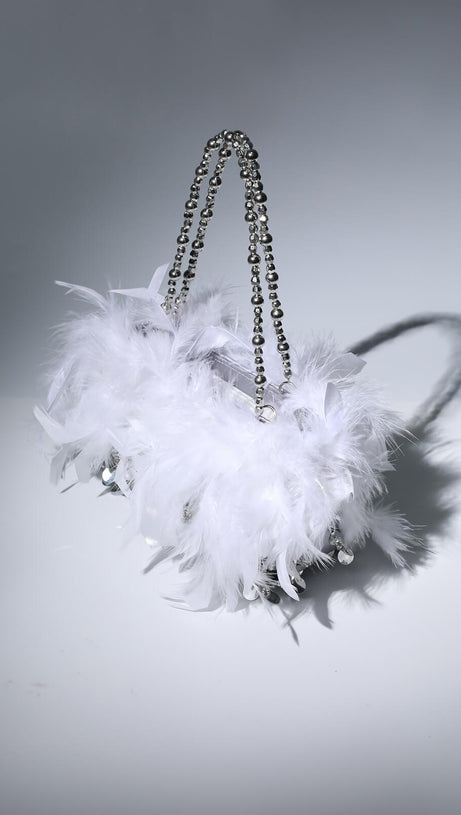 BORSA A TRACOLLA CON PIUME E PAILLETTES