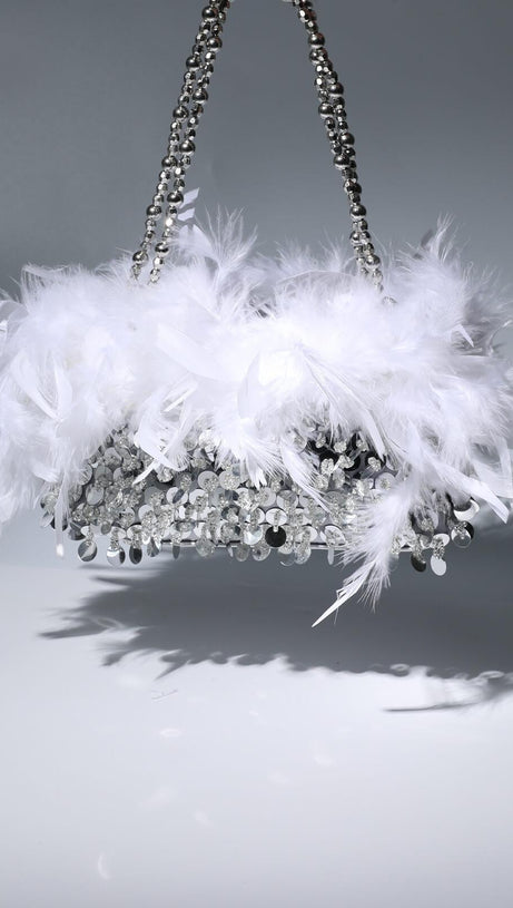 BORSA A TRACOLLA CON PIUME E PAILLETTES