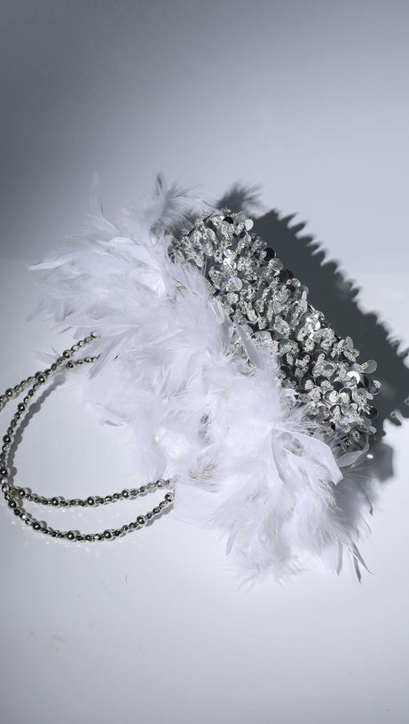 BORSA A TRACOLLA CON PIUME E PAILLETTES