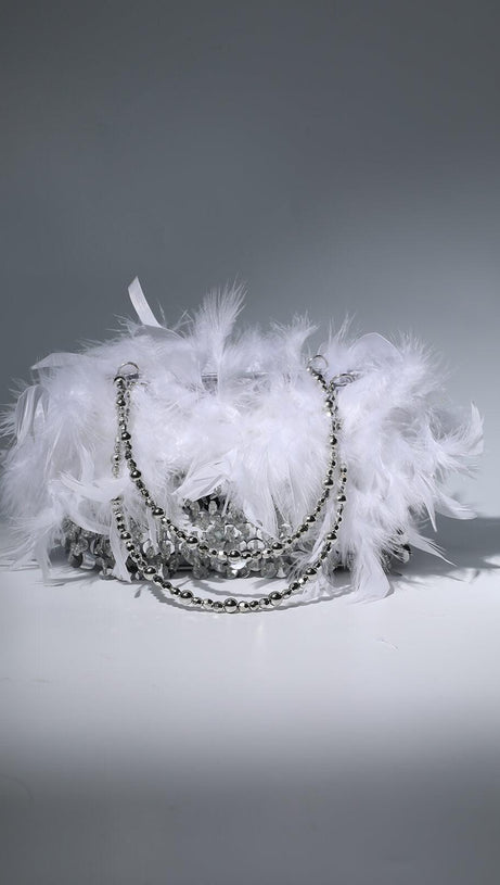 BORSA A TRACOLLA CON PIUME E PAILLETTES