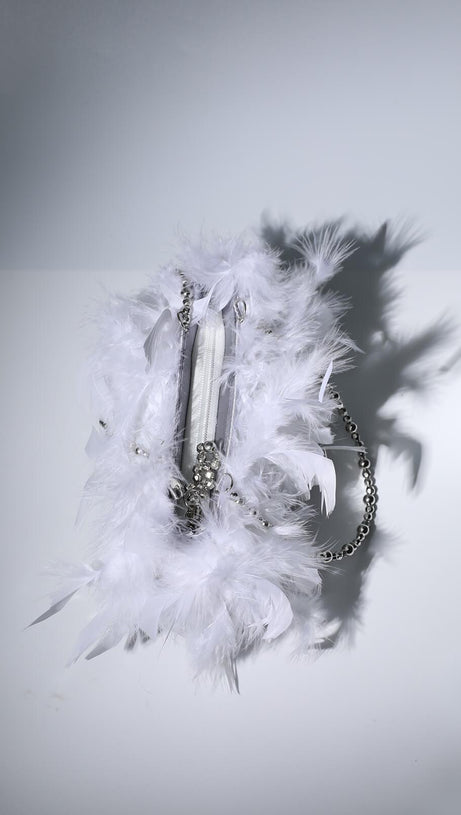 BORSA A TRACOLLA CON PIUME E PAILLETTES