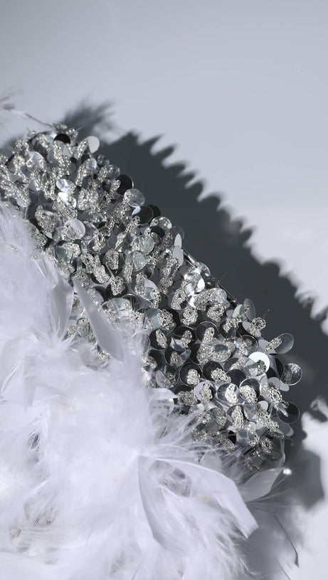 BORSA A TRACOLLA CON PIUME E PAILLETTES