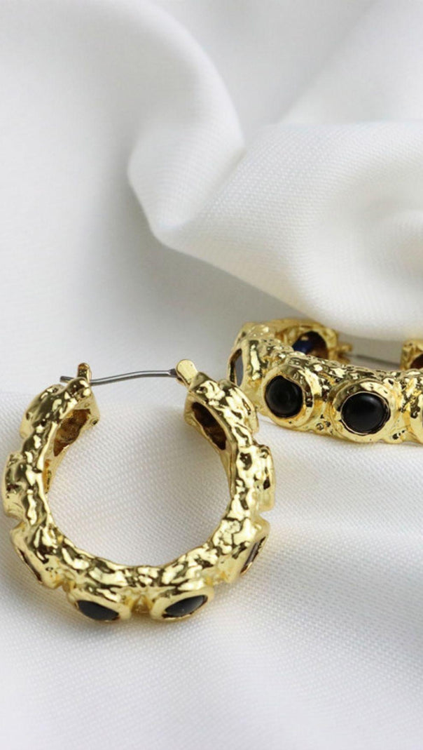 AIIZIE 18K GOLD LAPIS LAZULI HOOP EARRINGS - product image