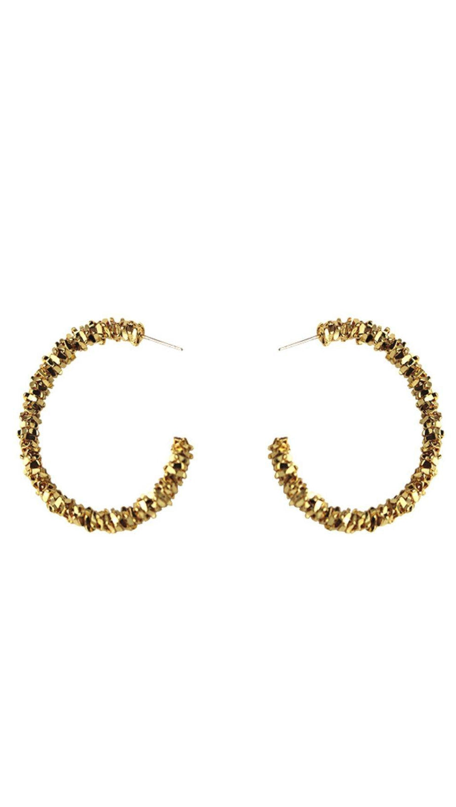 18K GOLD MENTAL FACET HOOP EARRINGS