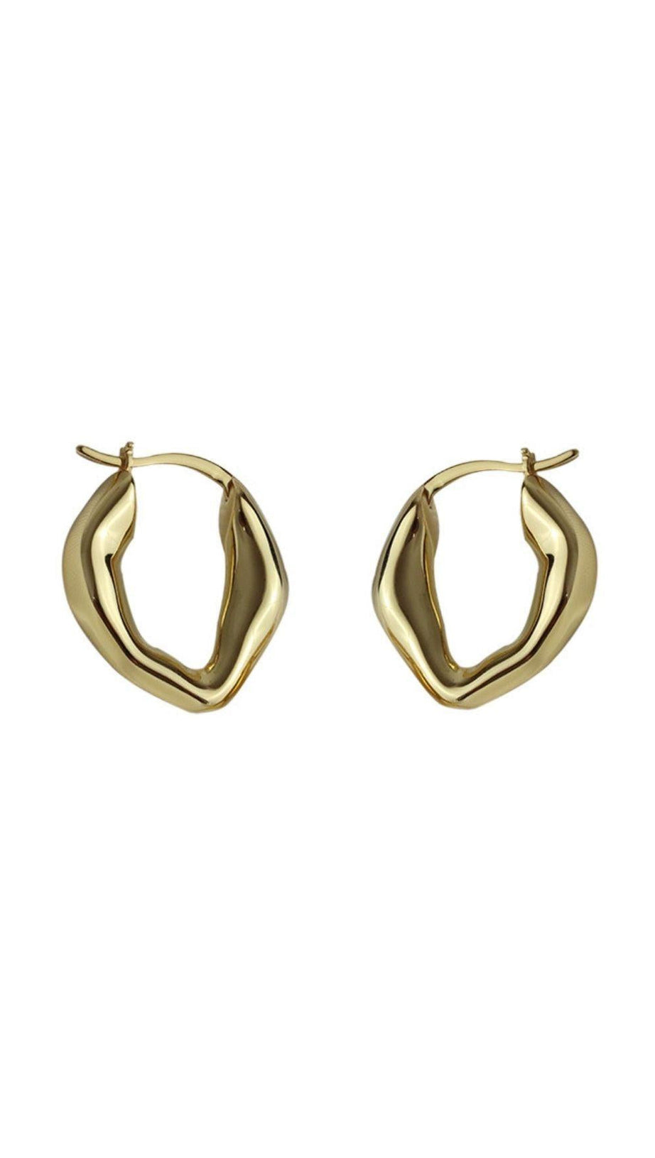 18K GOLD IRREGULAR SHAPED HOOP EARRINGS