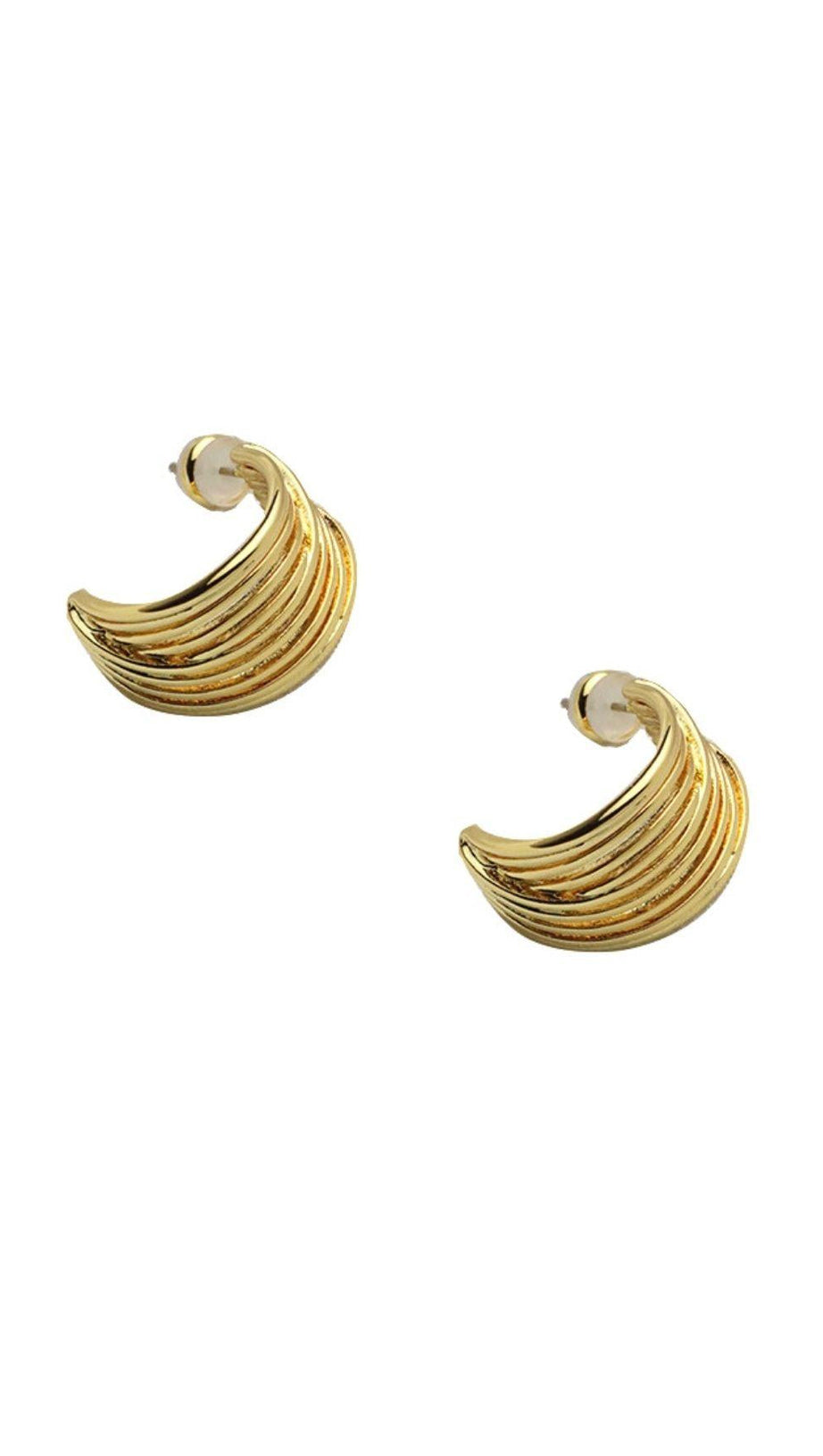 18K GOLD C-SHAPED STUD EARRINGS