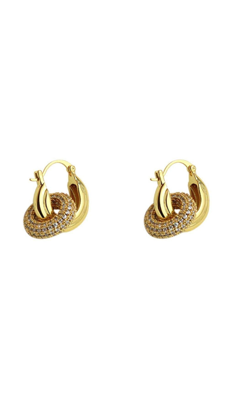 18K GOLD CRYSTAL HOOP EARRINGS