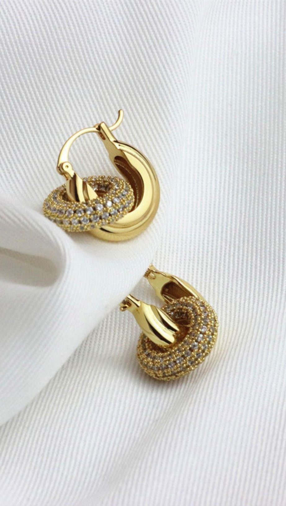 18K GOLD CRYSTAL HOOP EARRINGS