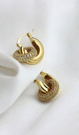 18K GOLD CRYSTAL HOOP EARRINGS