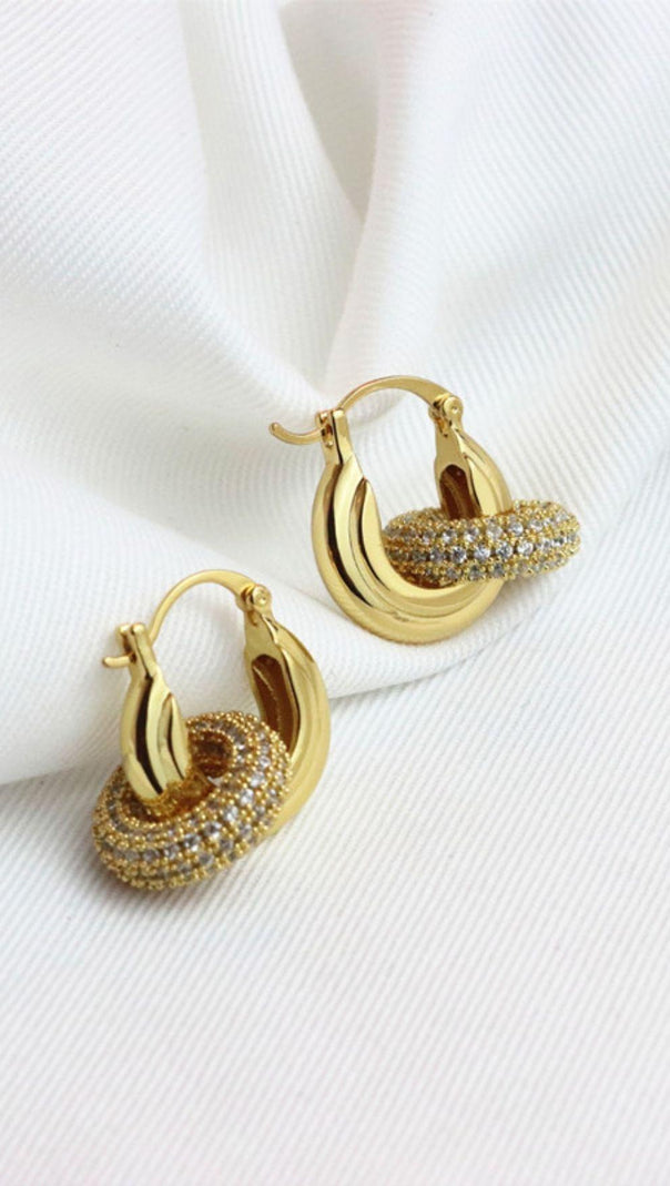 AIIZIE 18K GOLD CRYSTAL HOOP EARRINGS - product image