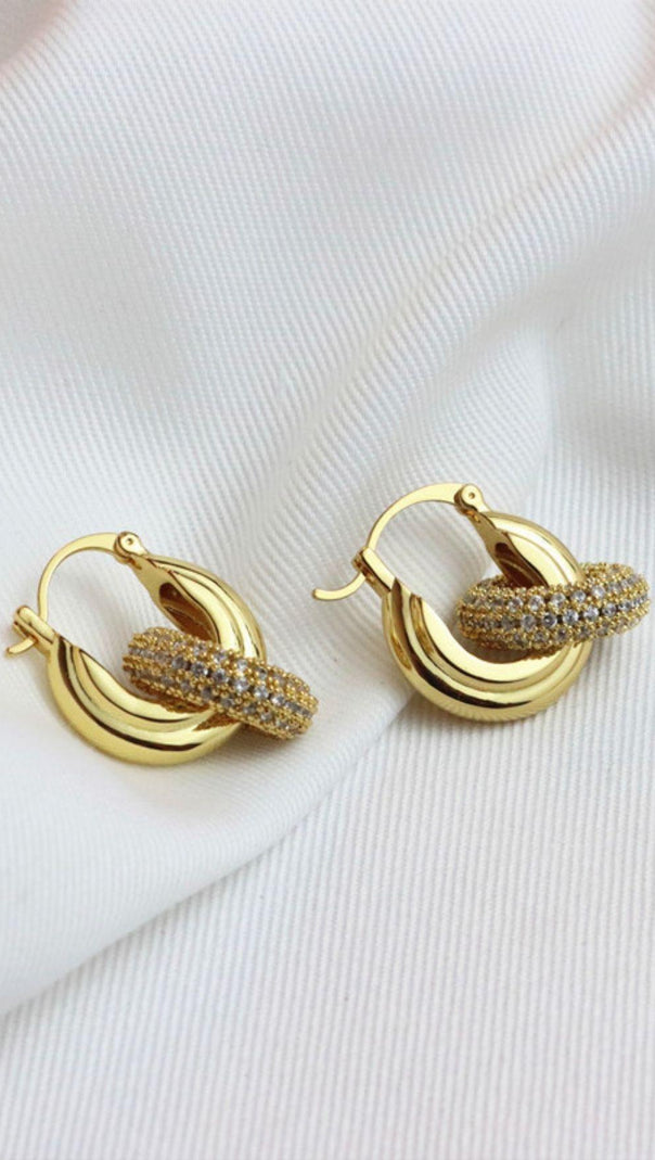 AIIZIE 18K GOLD CRYSTAL HOOP EARRINGS - product image