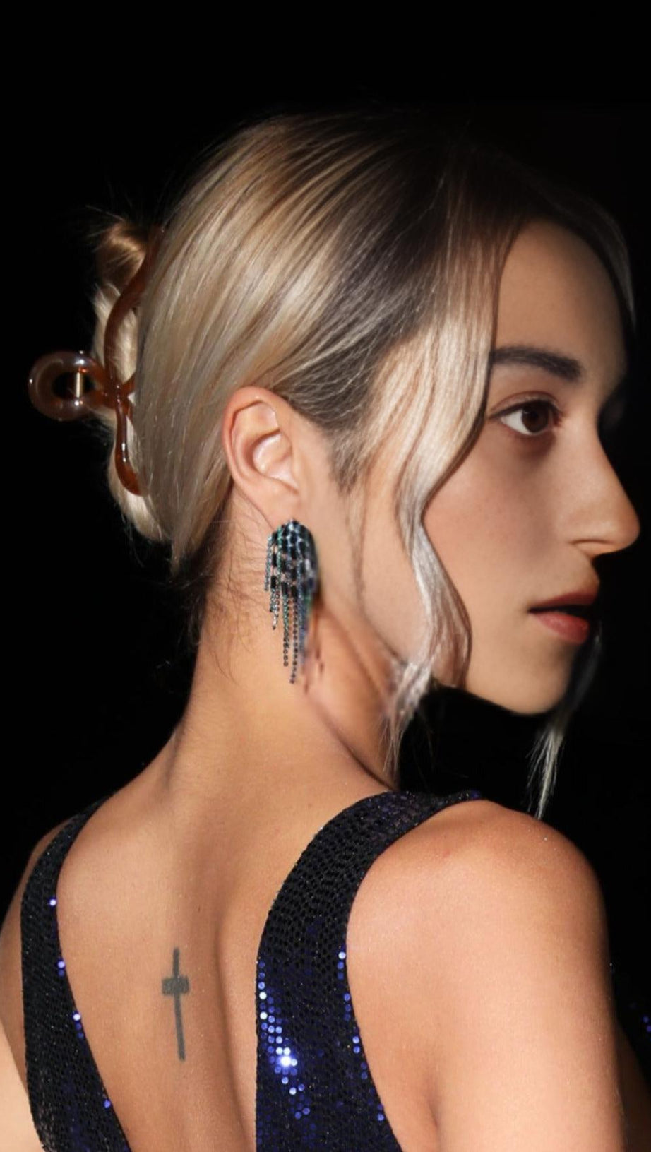 RHINESTONE FRINGE EARRINGS