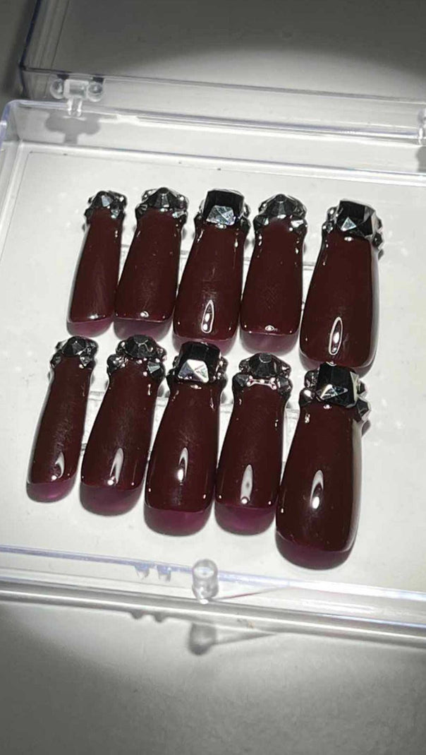 AIIZIE CRYSTAL WINE COFFIN HANDMADE PRESS ON NAILS - product image