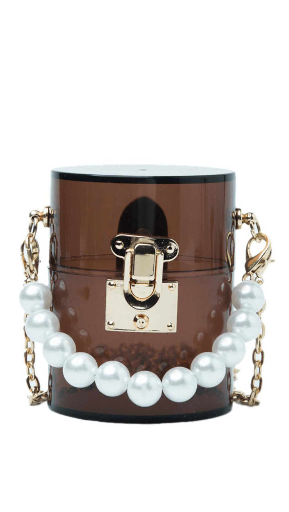 BROWN ACRYLIC PEARL JELLY BAG