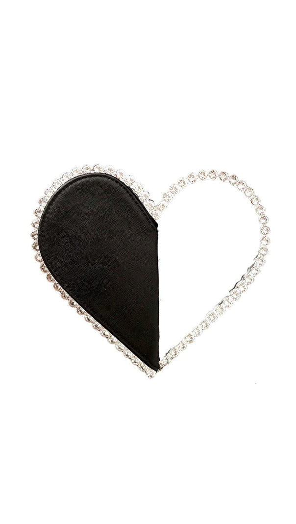 AIIZIE BLACK LOVE DIAMOND LEATHER CLUTCH - product image