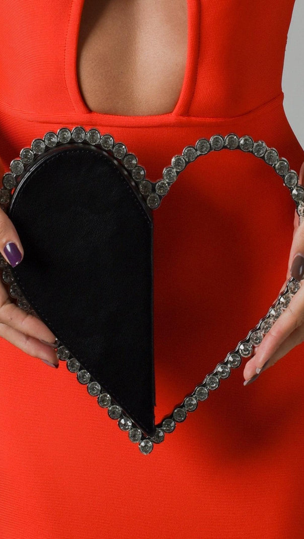 AIIZIE BLACK LOVE DIAMOND LEATHER CLUTCH - product image