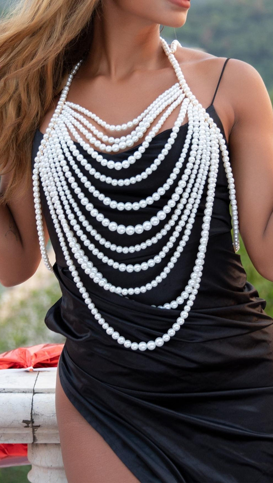 WHITE PEARL SHAWL TOP