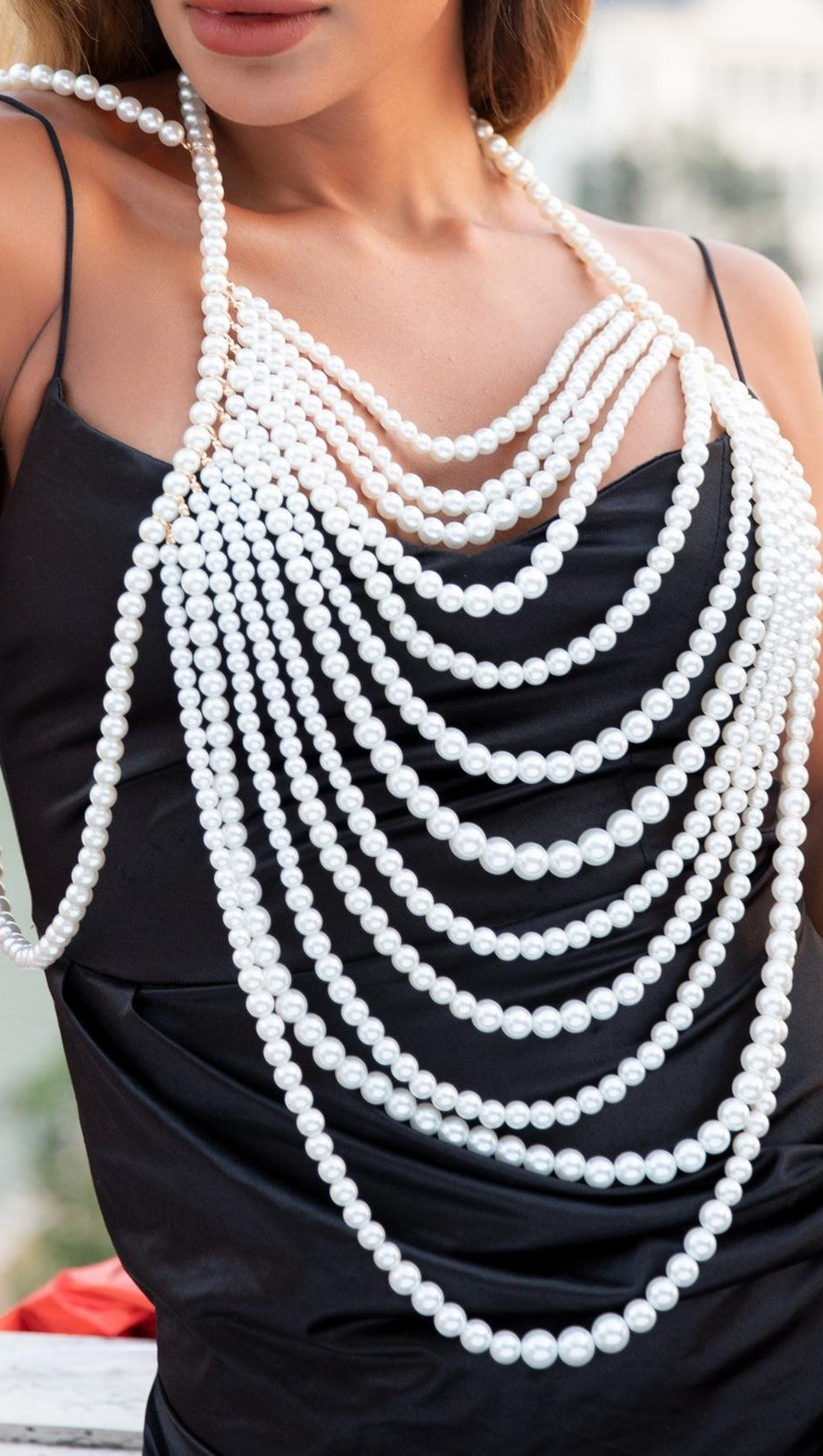 WHITE PEARL SHAWL TOP