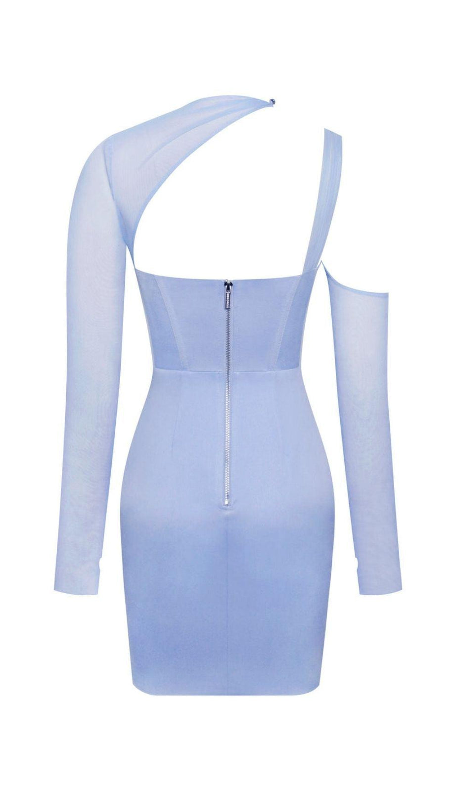 MESH SLEEVE SATIN CIRSET MINI DRESS IN BLUSH