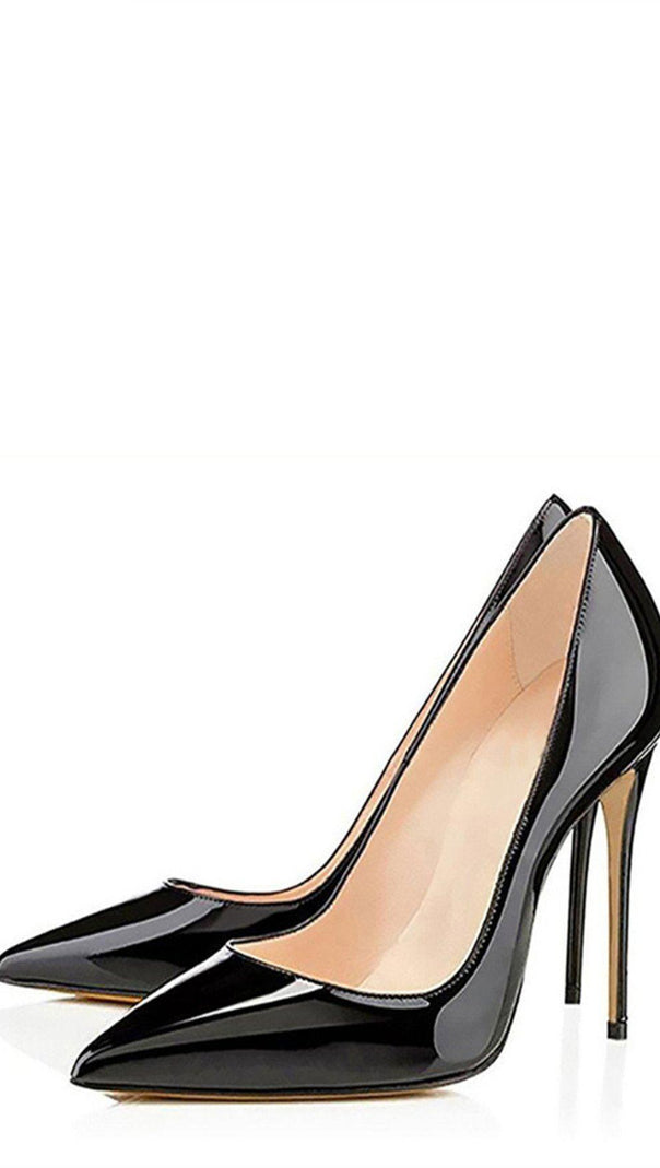 AIIZIE BLACK STILETTO HIGH HEEL SHOES - product image