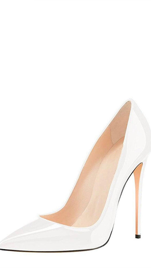 AIIZIE WHITE STILETTO HIGH HEEL SHOES - product image
