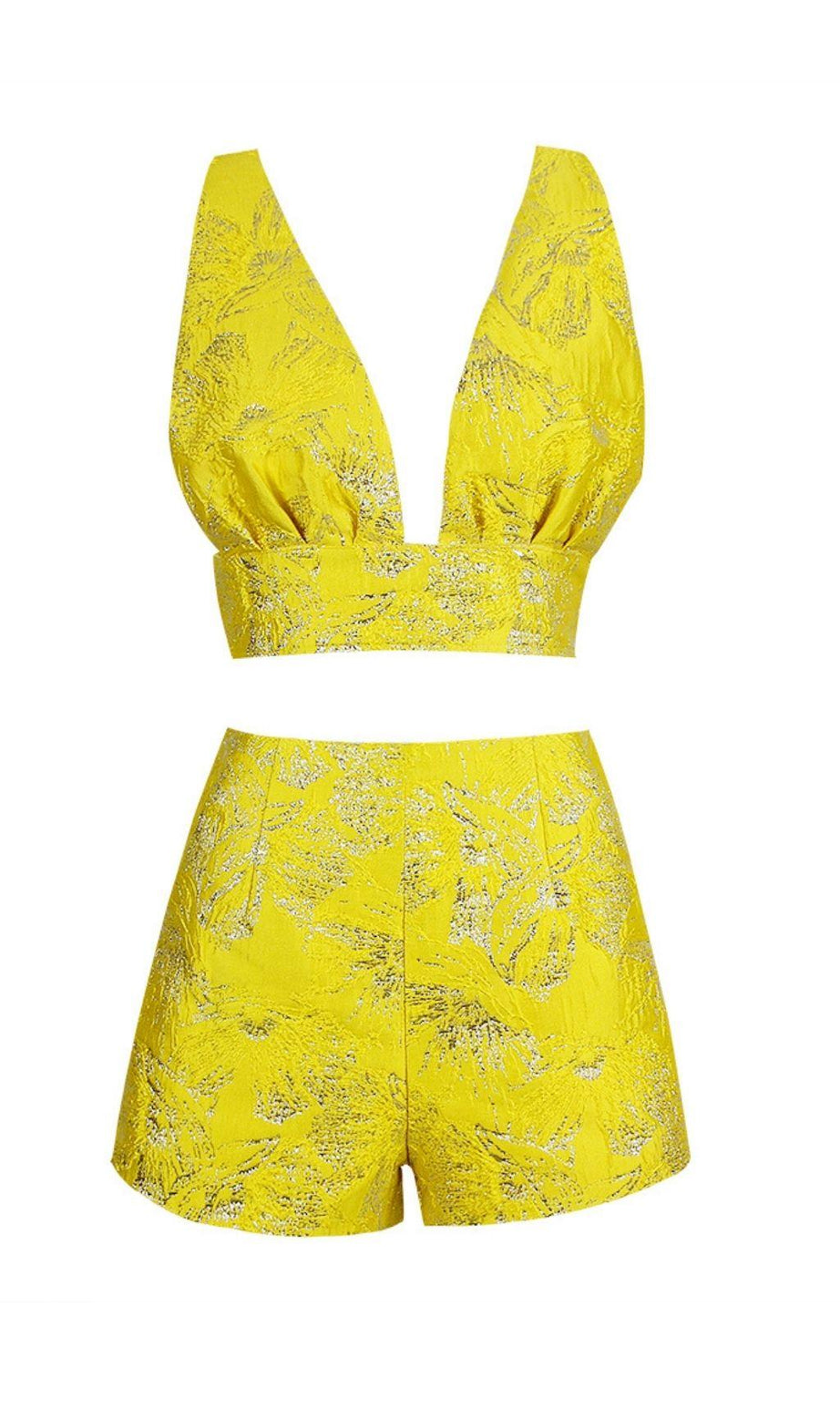 SET DUE PEZZI JACQUARD GIALLO