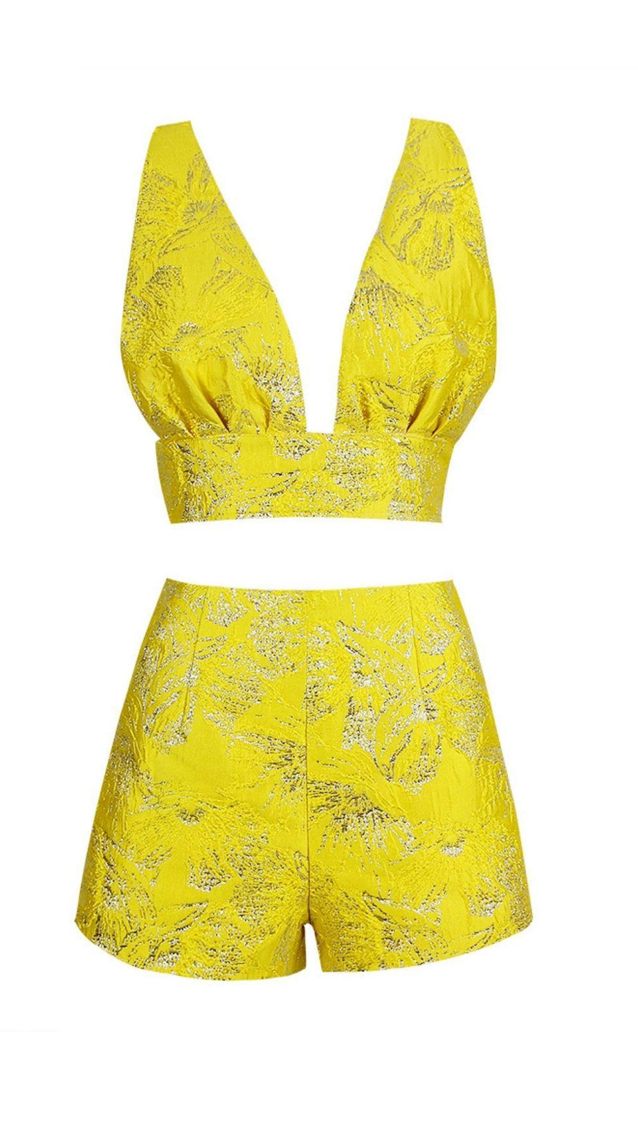 JACQUARD-ZWEITEILIGES SET IN GELB