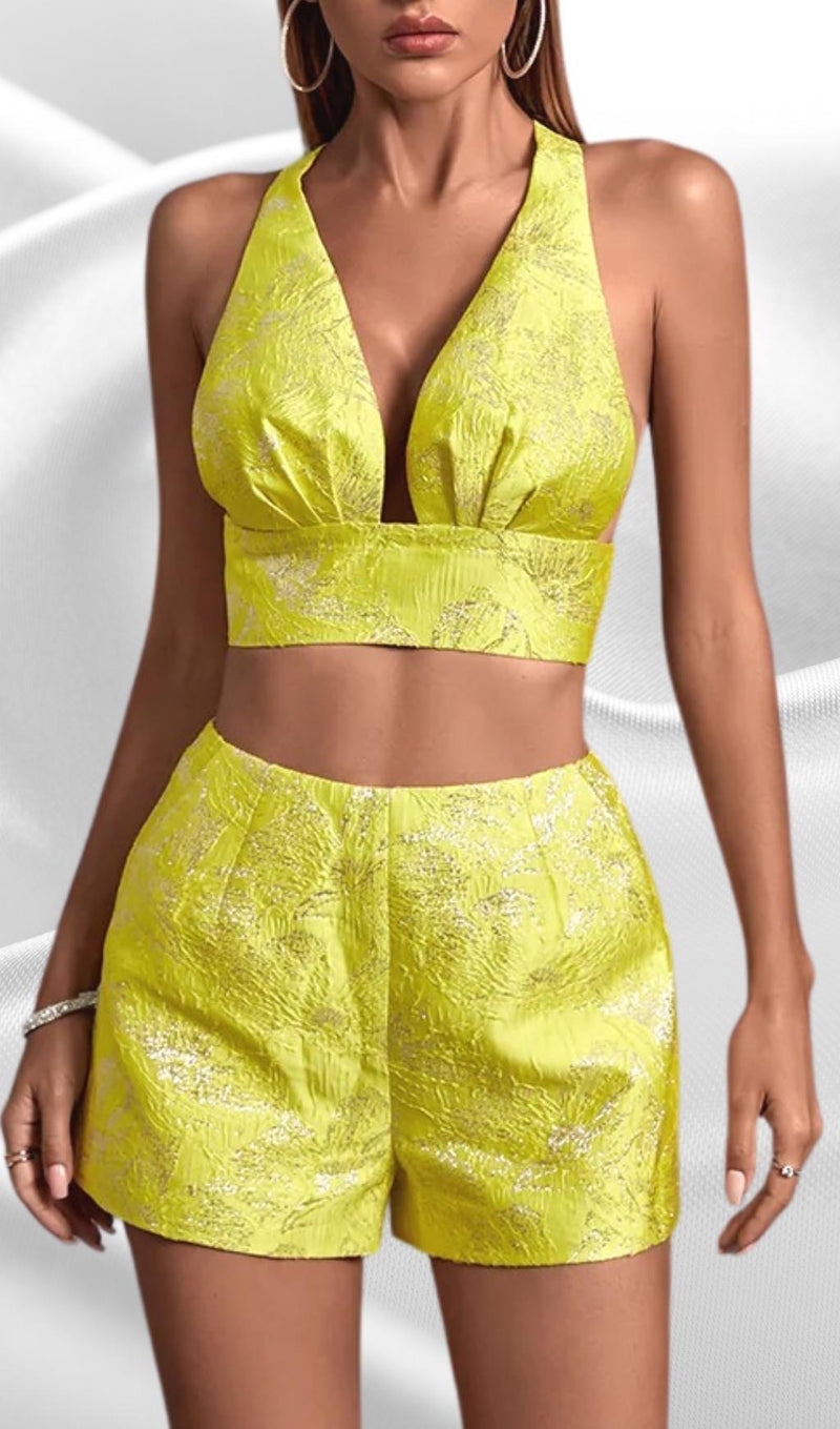 JACQUARD TWO PIECE SET IN YELLOW