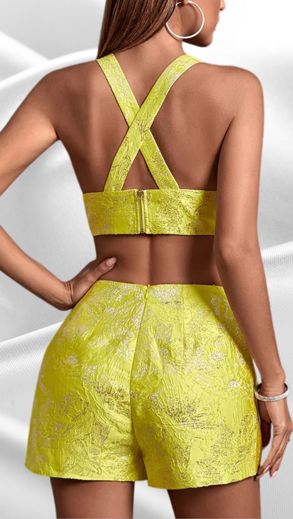 AIIZIE JACQUARD TWO PIECE SET IN YELLOW - product image
