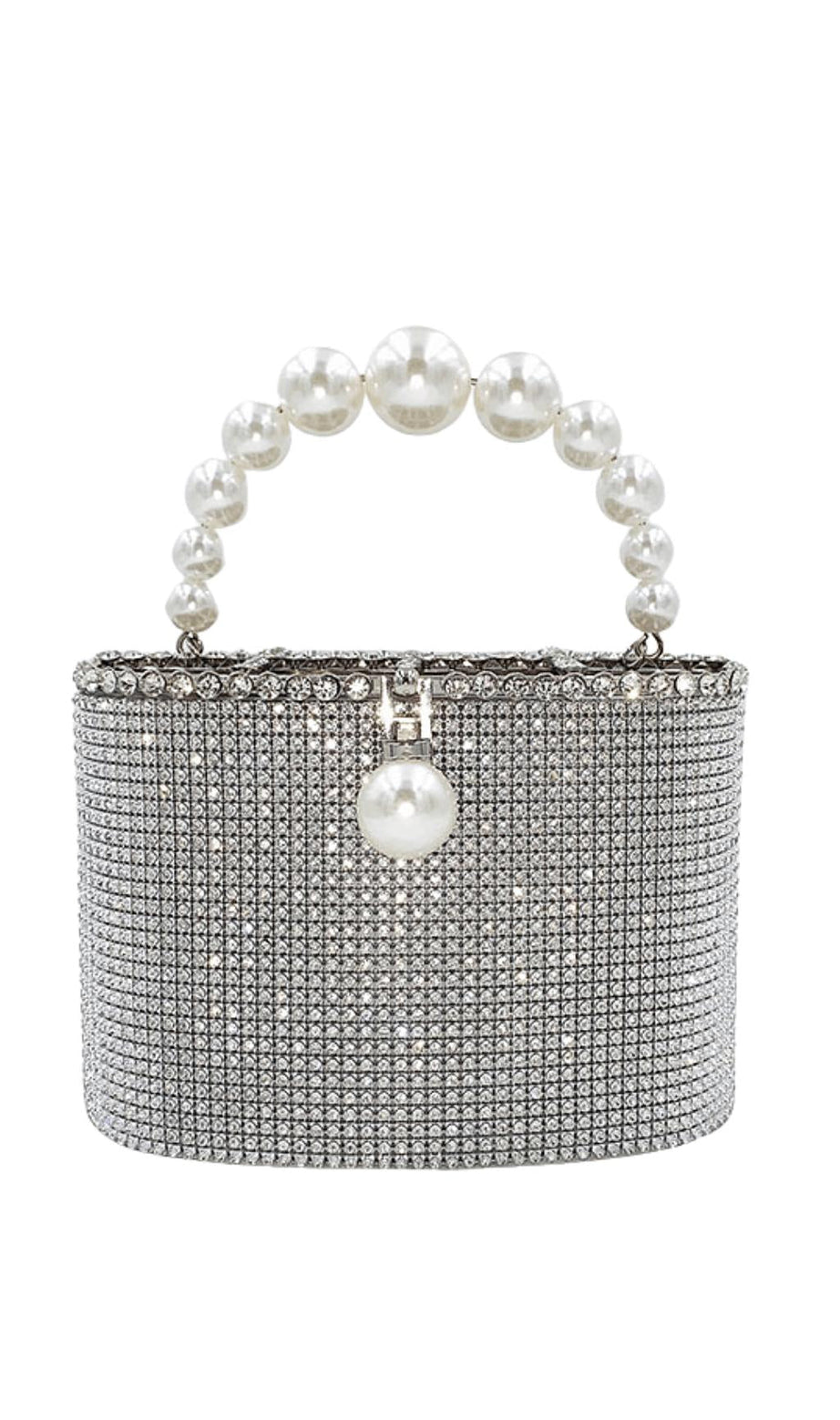 Handtasche in Silberperlenoptik